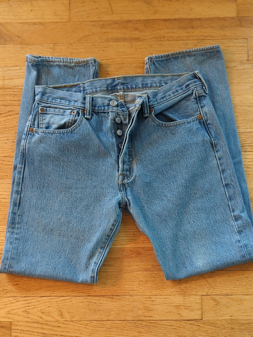 LEVI'S 501: Straight Leg, Light Blue, Button-fly Denim Jeans (Men's/Women's)